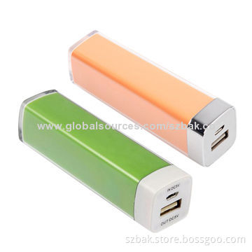 Cheap Lipstick Portable Li-ion Power Banks, 2600mAh with 5V, 1A Output